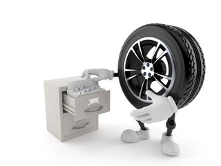 Sticker - Car wheel character with archive