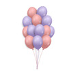 3d Realistic Colorful Bunch of Birthday Balloons Isolated in White Background. Vector Illustration