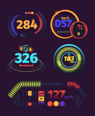 Wall Mural - speedometer futuristic. automobile racing speed panel fuel and kilometers indicators dashboard vecto