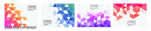 Fotomural Set of colorful gradient triangle pattern on corner position with white space