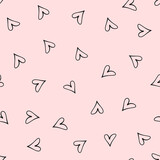 Seamless pattern with repeated heart shape. Sketch, doodle. Cute vector illustration drawn by hand.