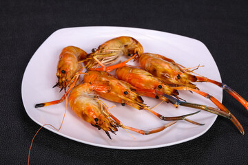 Grilled water prawn in the plate