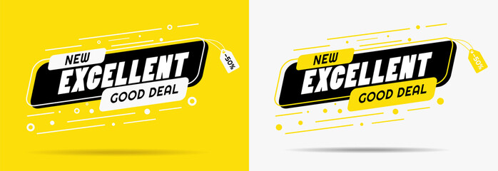 Wall Mural - Modern sale banner for store, shop or market, motion discount vector template with black and yellow colors. Label with special offer, trendy coupon design. Eps 10 vector