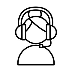 Sticker - woman with headset call center service line style icon