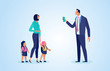 © Feodora - Vector of a man giving money to a former wife to support children