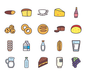 Poster - Food line and fill style bundle of icons vector design