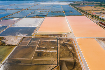 Wall Mural - Pink lake at the salt farm in the Gulf of Corinth, Greece