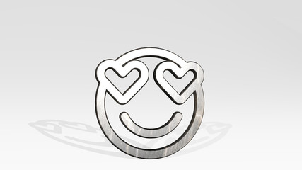 smiley in love 3D icon standing on the floor. 3D illustration. face and emoticon