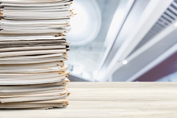 Poster - Stack of document papers on office desk