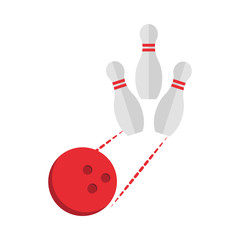 Poster - scattered skittle and bowling ball game recreational sport flat icon design