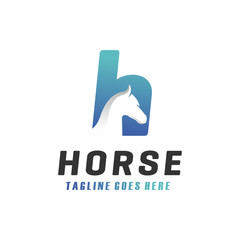 Poster - modern horse H letter logo