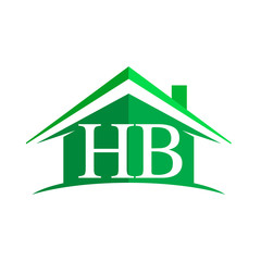 initial logo HB with house icon and green color, business logo and property developer