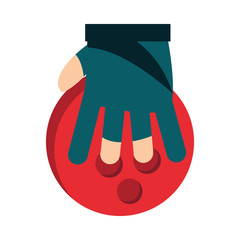 Poster - bowling hand with glove and ball game recreational sport flat icon design