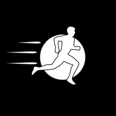 Poster - Running man icon. People running icon isolated on dark background