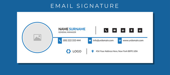 Wall Mural - business email signature with an author photo place modern and minimal layout