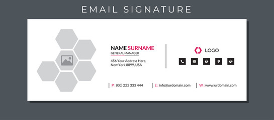 Wall Mural - email signature with an author photo place minimal layout