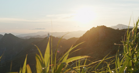 Wall Mural - Beautiful mountain landscape at sunset