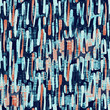 Weathered rustic coastal style distressed woven texture. Nautical blue red grunge resist seamless pattern. Textile weather worn faded blur all over print. Classic summer seaside tie dye vibe