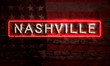 Nashville Neon Sign On Brick American Flag