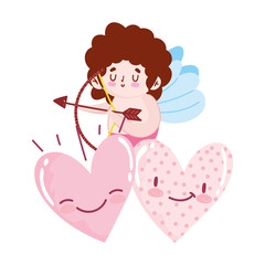 Poster - love cute cupid hearts lovely romantic message cartoon