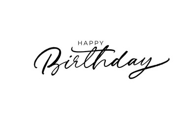 Happy Birthday greeting card with vector lettering design. Hand drawn modern brush calligraphy isolated on white background. Beautiful greeting card poster with calligraphy black text. 