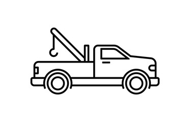 Wall Mural - Cargo tow truck, vector linear icon.