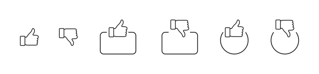 Wall Mural - like. thumb up and down in linear design. thumb up and thumb down with square and circle. like vecto