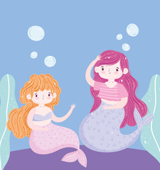 Sticker - cute little mermaids decoration cartoon under the sea