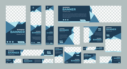 set of creative web banners of standard size with a place for photos. Business ad banner. Vertical, horizontal and square template. vector illustration EPS 10