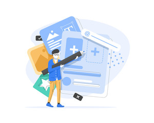 Wall Mural - designers are working on the desing of web page,web design, user interface ui and user experience ux