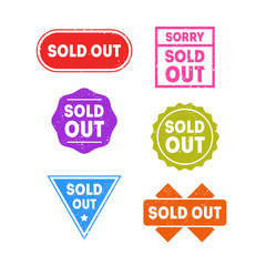 Sticker - Colorful Sold Out Labels or Stamps Set. Vector