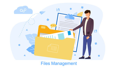 Wall Mural - files management vector illustration. concept of work with documents in business company