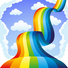 Wall Mural - Beautiful rainbow and clouds in the blue sky.