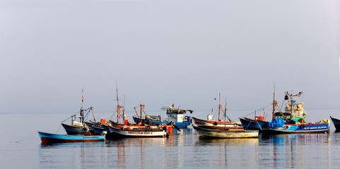 Wall Mural - Fishing Boats in Harbour, Paracas in Peru