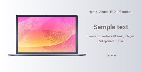 Wall Mural - laptop with colored screen realistic mockup gadgets and devices concept horizontal copy space vector