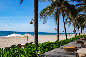 My Khe beach in Da Nang, Vietnam under clear blue sky
