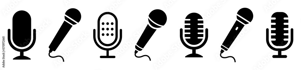 Microphone icon set. Different microphone collection. Vector - obrazy, fototapety, plakaty 