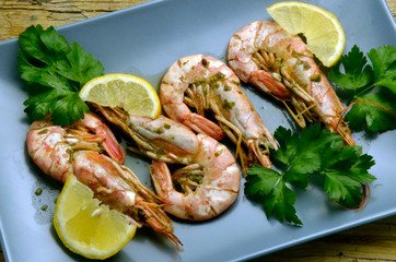 Canvas Print - Gamberi al forno ft0208_0666 Ribí róibéis bácáilte  Baked shrimp  Gebackene Garnelen