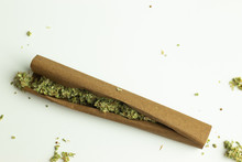 Cannabis blunt roll on white background isolated