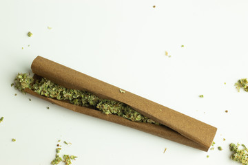 Cannabis blunt roll on white background isolated