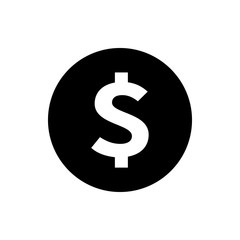 Sticker - Dollar coin money icon v2. Internet flat icon symbol for applications.