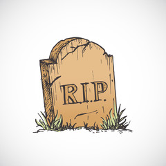 Wall Mural - hand drawn colorful halloween tombstone vector illustration. abstract grave stone sketch holiday eng