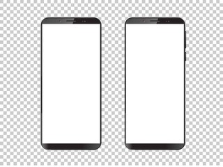 High quality realistic trendy no frame smartphone with blank white screen. Mockup phone for visual ui app demonstration. Vector mobile set device concept. Detailed Mockup Smartphone