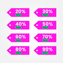 Vector Illustration Set Of Pink Sale Labels