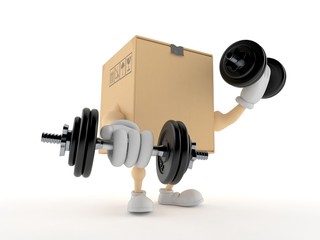 Wall Mural - Package character with dumbbells