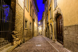 Fototapeta Uliczki - Night view of the medieval streets in the historical center of Bergamo, Italy