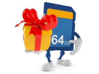 Poster - SD card character holding gift