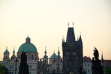 Fototapeta Miasto - Prague Skyline from Charles Bridge at Dawn