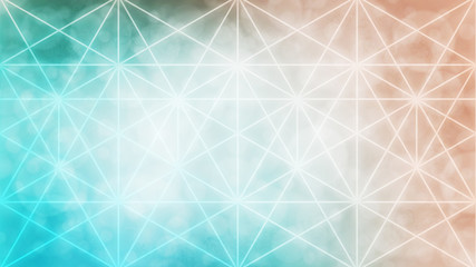 Wall Mural - Soft glowing teal and orange sacred geometry background, abstract