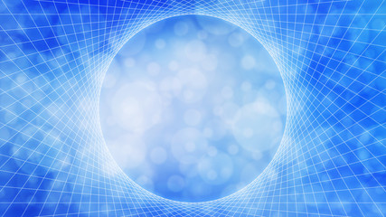 Wall Mural - Bright blue abstract line art sacred geometry, vortex frame, textured bokeh background